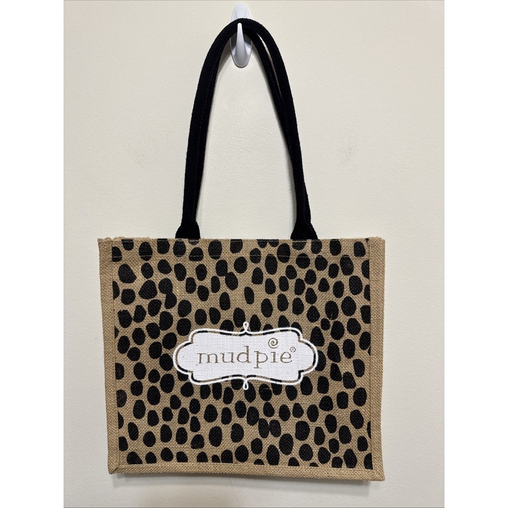 MUDPIE Jute Tote Bag 14x12x4" Shopping GUC
